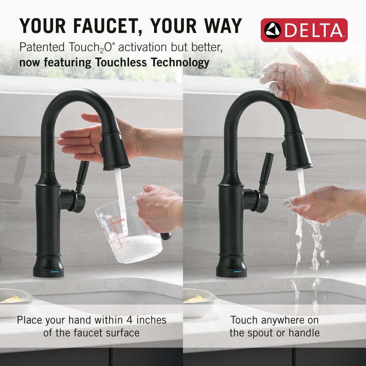 DELTA Renaldi Touch2O Bar / Prep Faucet with Touchless Technology — Matte Black