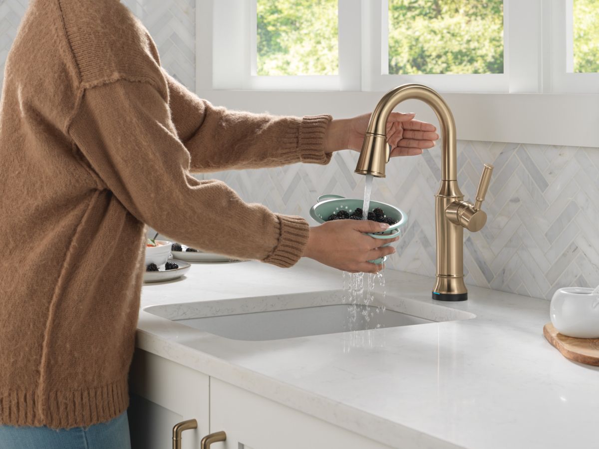 DELTA Renaldi Touch2O Bar / Prep Faucet with Touchless Technology — Lumicoat® Champagne Bronze