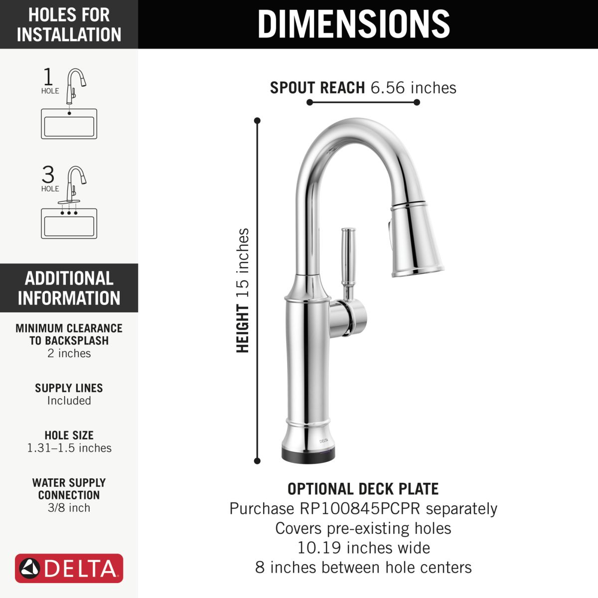 DELTA Renaldi Touch2O Bar / Prep Faucet with Touchless Technology — Lumicoat® Chrome