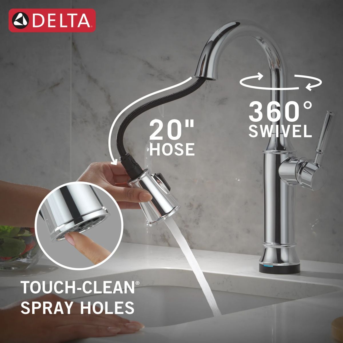 DELTA Renaldi Touch2O Bar / Prep Faucet with Touchless Technology — Lumicoat® Chrome