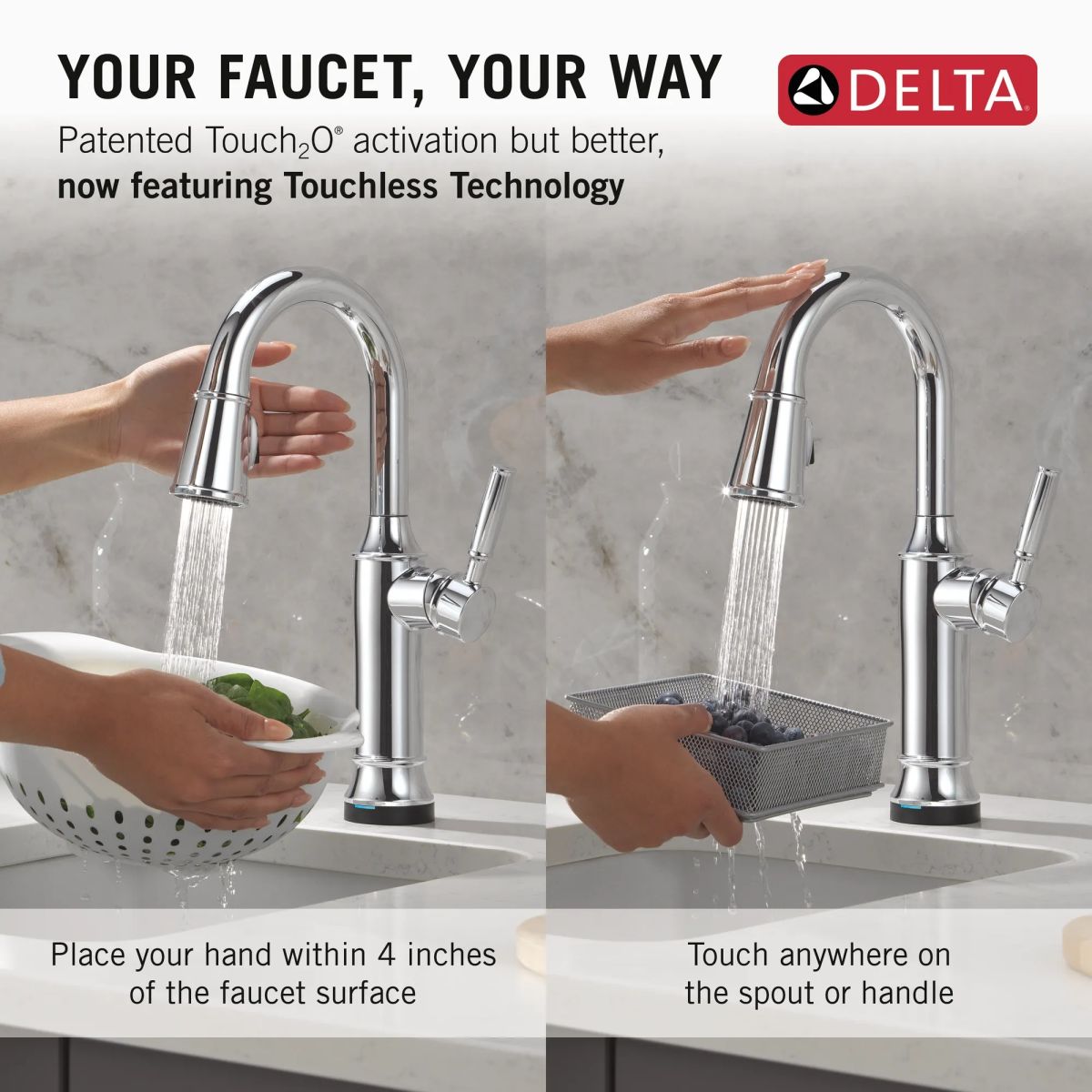 DELTA Renaldi Touch2O Bar / Prep Faucet with Touchless Technology — Lumicoat® Chrome