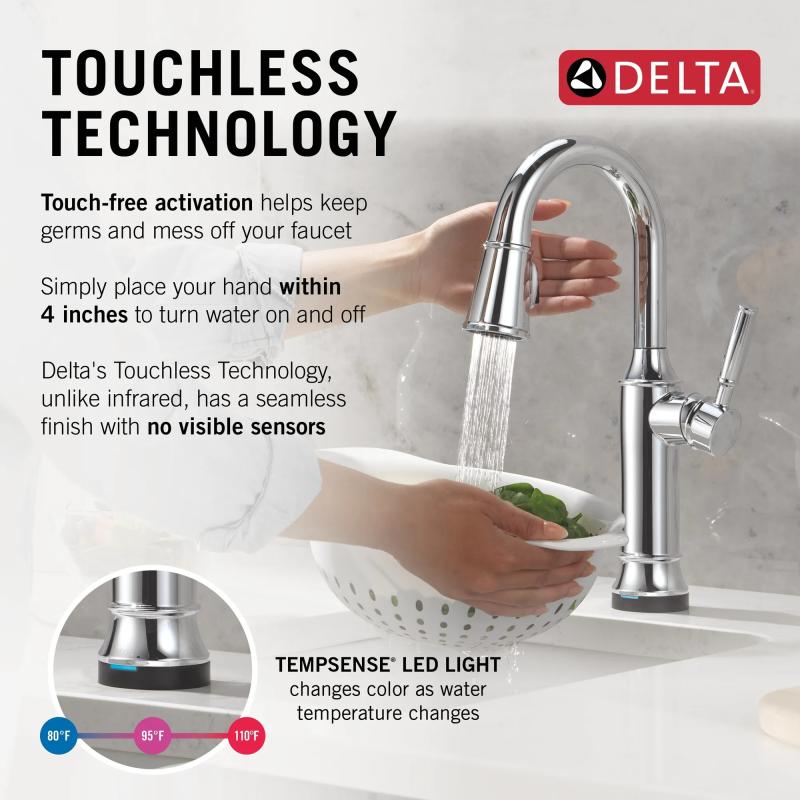 DELTA Renaldi Touch2O Bar / Prep Faucet with Touchless Technology — Lumicoat® Chrome