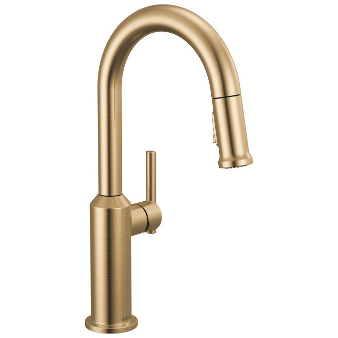 DELTA Cordova Single Handle Pull-Down Bar/Prep Faucet — Lumicoat® Champagne Bronze
