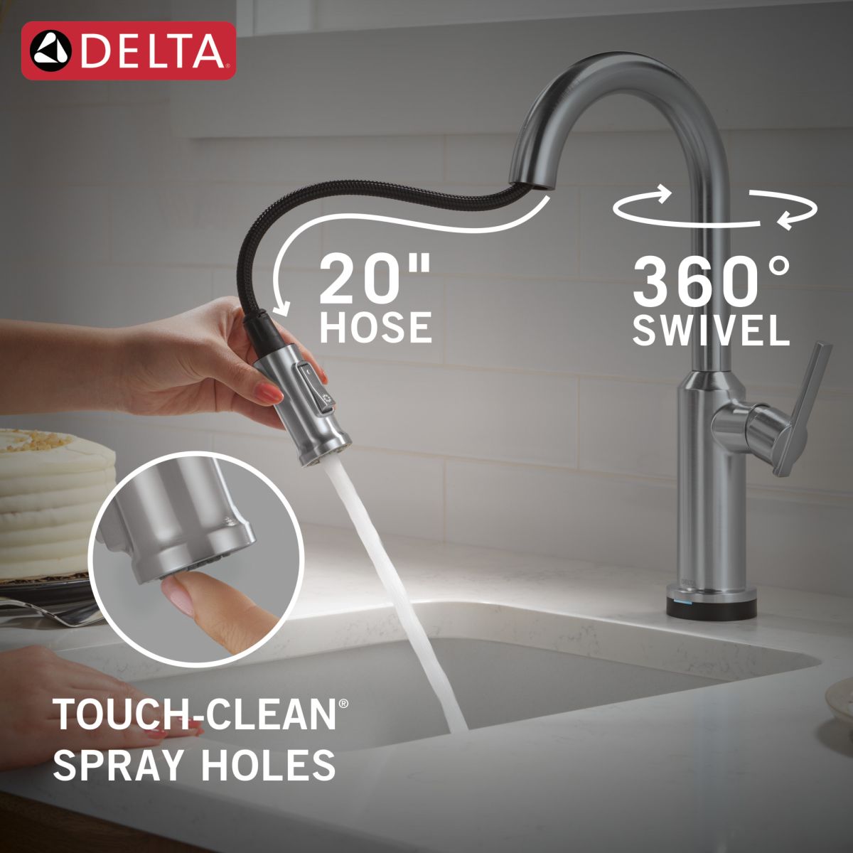 DELTA Cordova Touch2O Bar / Prep Faucet with Touchless Technology — Lumicoat® Arctic Stainless
