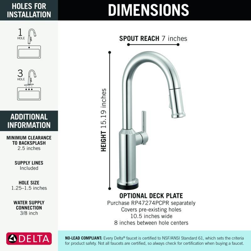 DELTA Cordova Touch2O Bar / Prep Faucet with Touchless Technology — Lumicoat® Chrome
