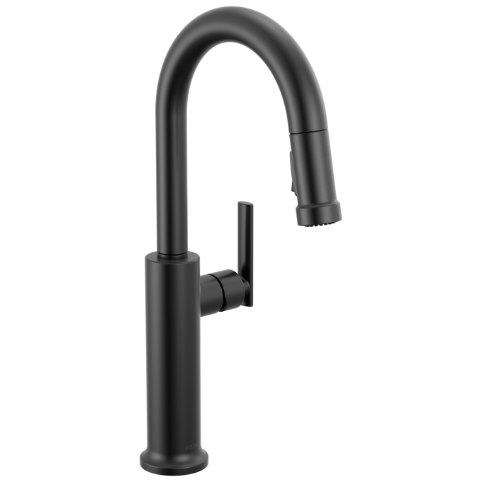 DELTA Altado Single Handle Pull-Down Bar / Prep Faucet — Matte Black