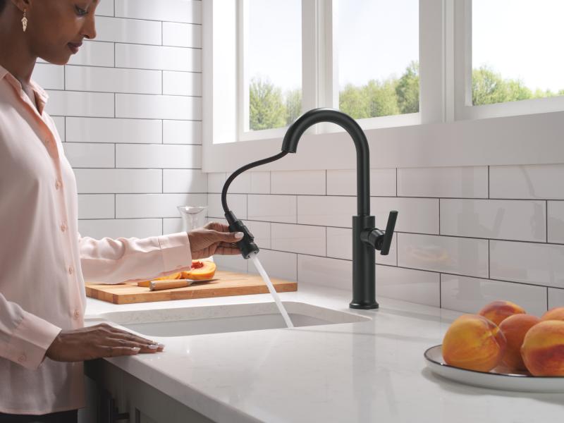DELTA Altado Single Handle Pull-Down Bar / Prep Faucet — Matte Black
