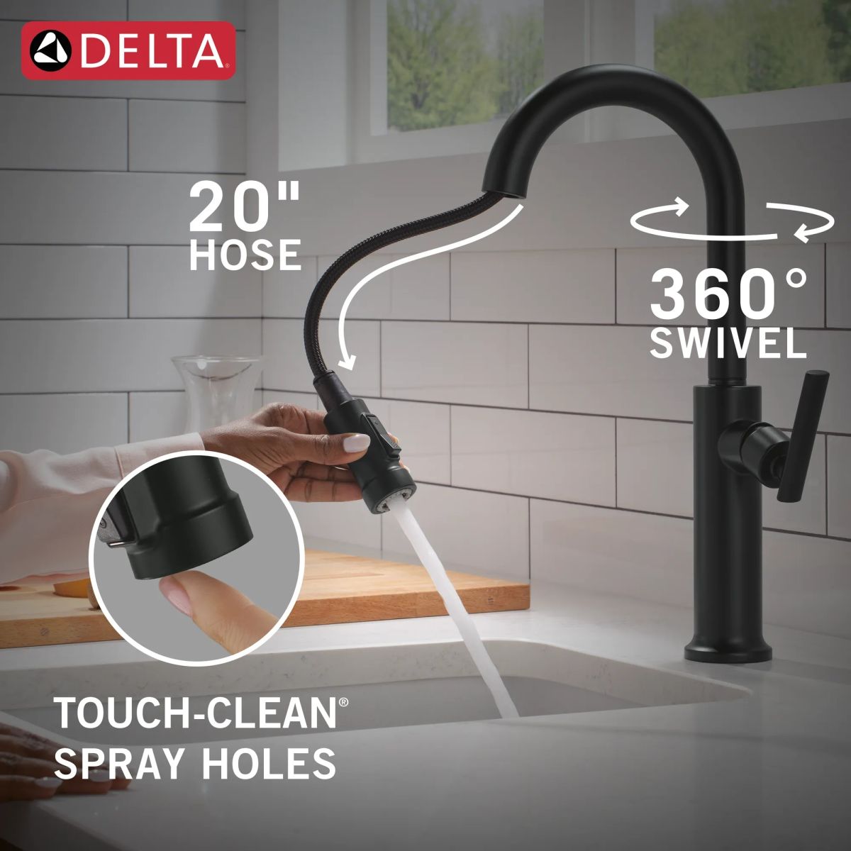 DELTA Altado Single Handle Pull-Down Bar / Prep Faucet — Matte Black