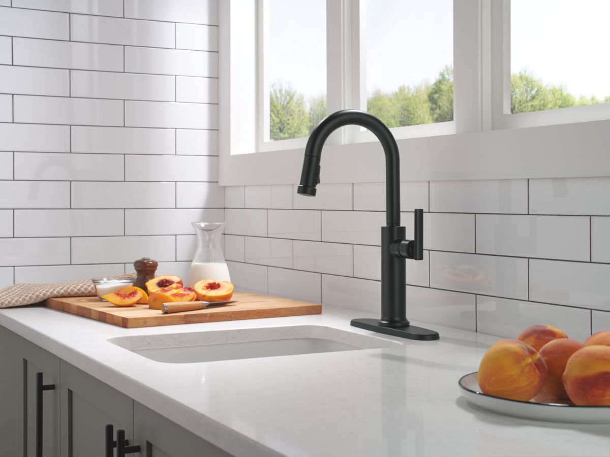 DELTA Altado Single Handle Pull-Down Bar / Prep Faucet — Matte Black