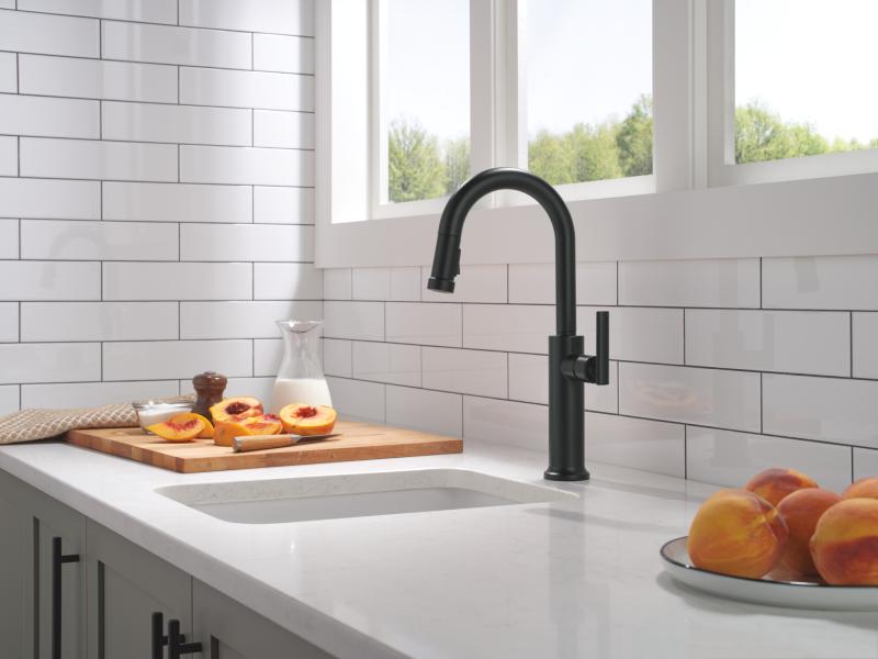 DELTA Altado Single Handle Pull-Down Bar / Prep Faucet — Matte Black