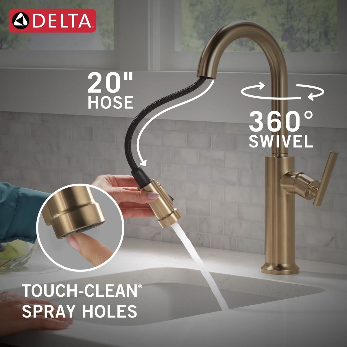 DELTA Altado Single Handle Pull-Down Bar / Prep Faucet — Champagne Bronze