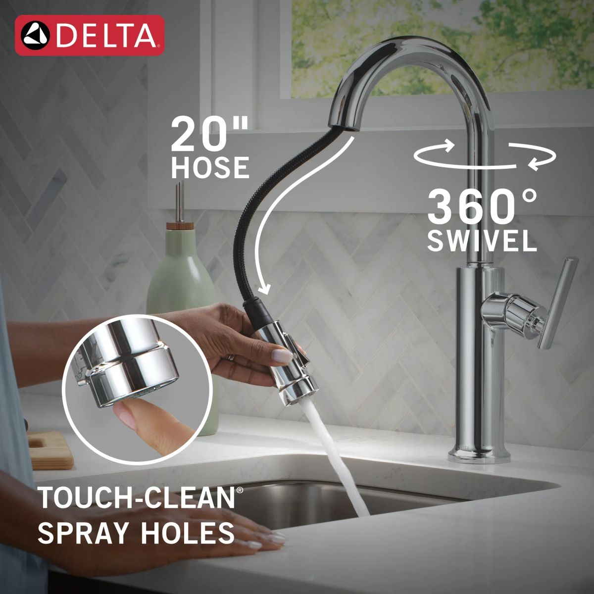 DELTA Altado Single Handle Pull-Down Bar / Prep Faucet — Chrome