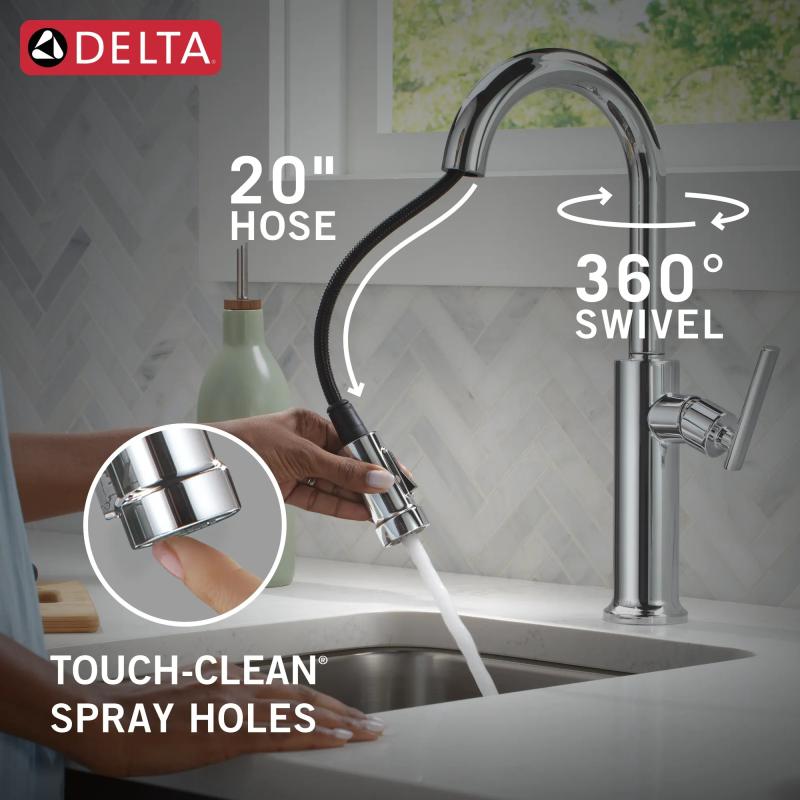 DELTA Altado Single Handle Pull-Down Bar / Prep Faucet — Chrome