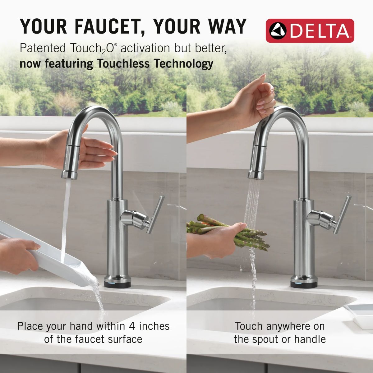 DELTA Altado Touch2O Technology Bar / Prep Faucet with Touchless Technology — Arctic Stainless