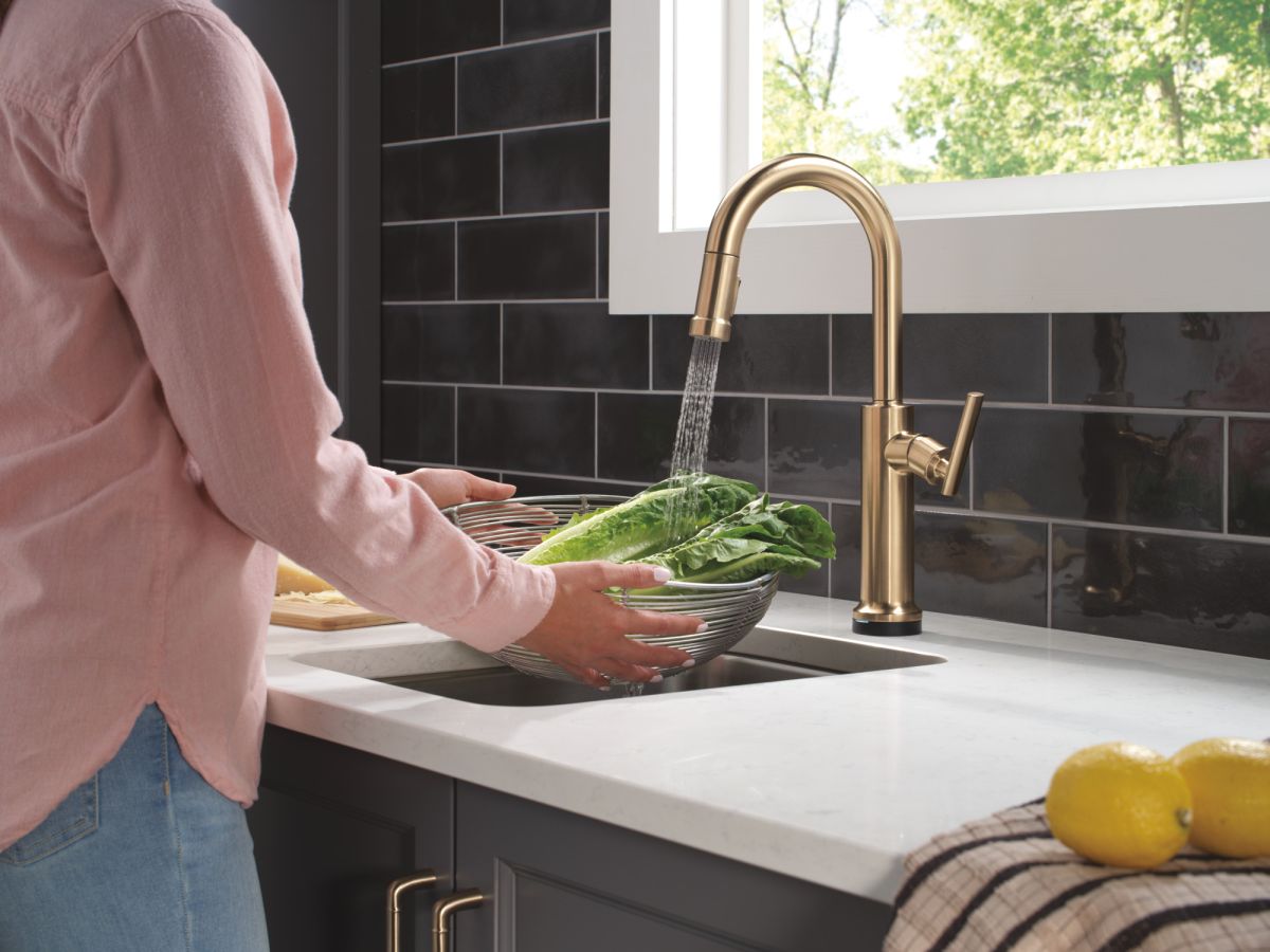 DELTA Altado Touch2O Technology Bar / Prep Faucet with Touchless Technology — Champagne Bronze