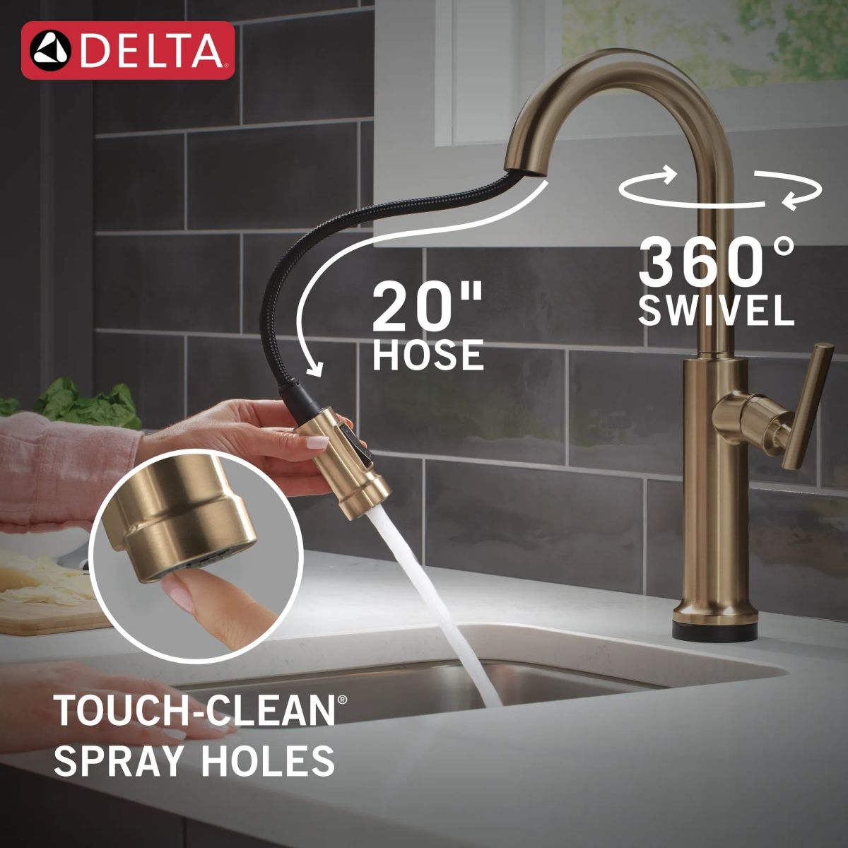 DELTA Altado Touch2O Technology Bar / Prep Faucet with Touchless Technology — Champagne Bronze