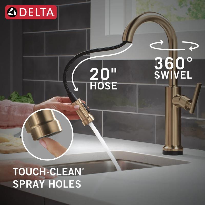 DELTA Altado Touch2O Technology Bar / Prep Faucet with Touchless Technology — Champagne Bronze