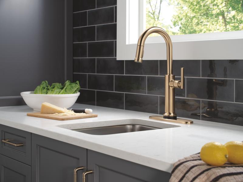 DELTA Altado Touch2O Technology Bar / Prep Faucet with Touchless Technology — Champagne Bronze