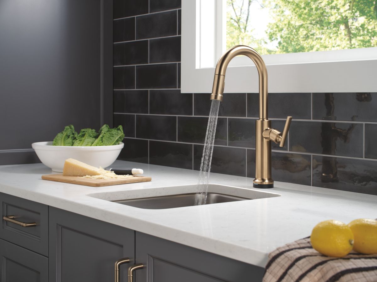 DELTA Altado Touch2O Technology Bar / Prep Faucet with Touchless Technology — Champagne Bronze