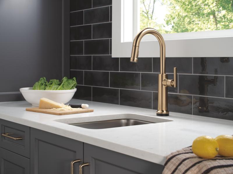 DELTA Altado Touch2O Technology Bar / Prep Faucet with Touchless Technology — Champagne Bronze