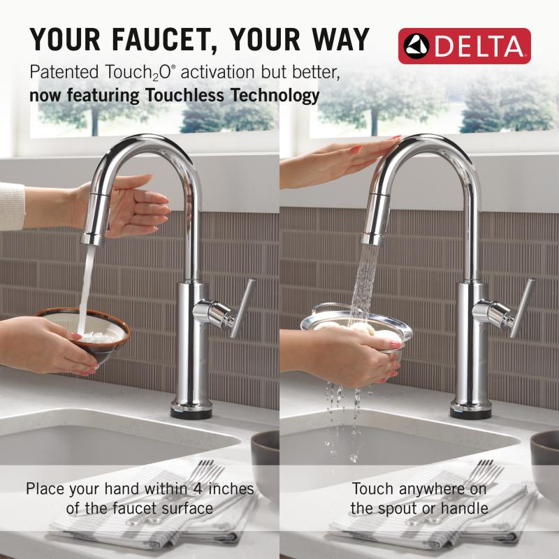 DELTA Altado Touch2O Technology Bar / Prep Faucet with Touchless Technology — Chrome