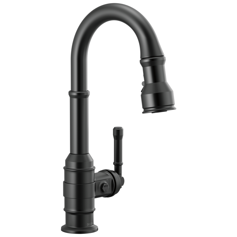 DELTA Broderick Single Handle Pull-Down Bar/Prep Faucet — Matte Black