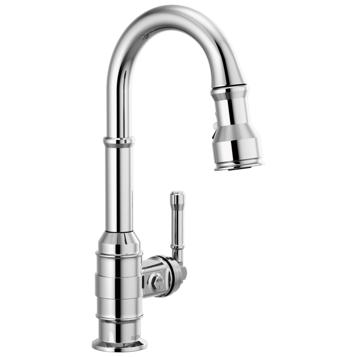 DELTA Broderick Single Handle Pull-Down Bar/Prep Faucet — Chrome