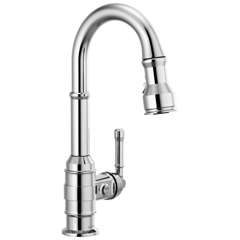 DELTA Broderick Single Handle Pull-Down Bar/Prep Faucet — Chrome