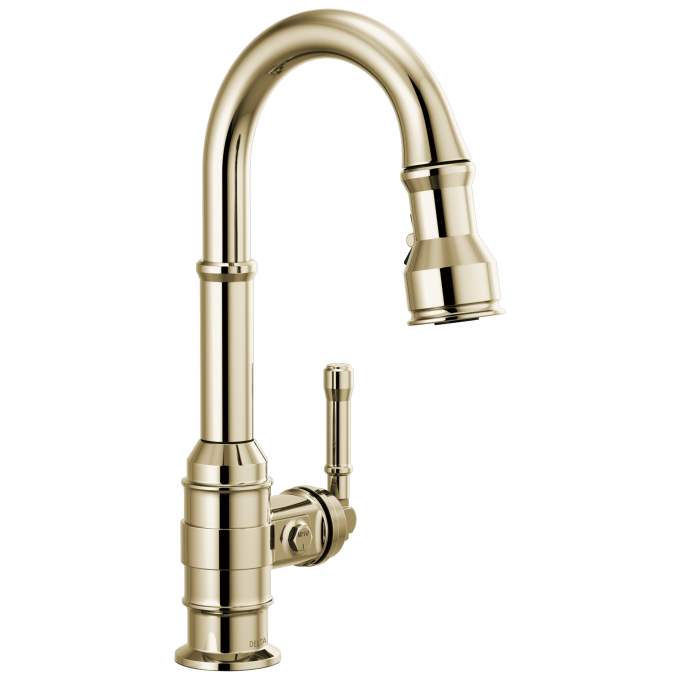 DELTA Broderick Single Handle Pull-Down Bar / Prep Faucet — Polished Nickel