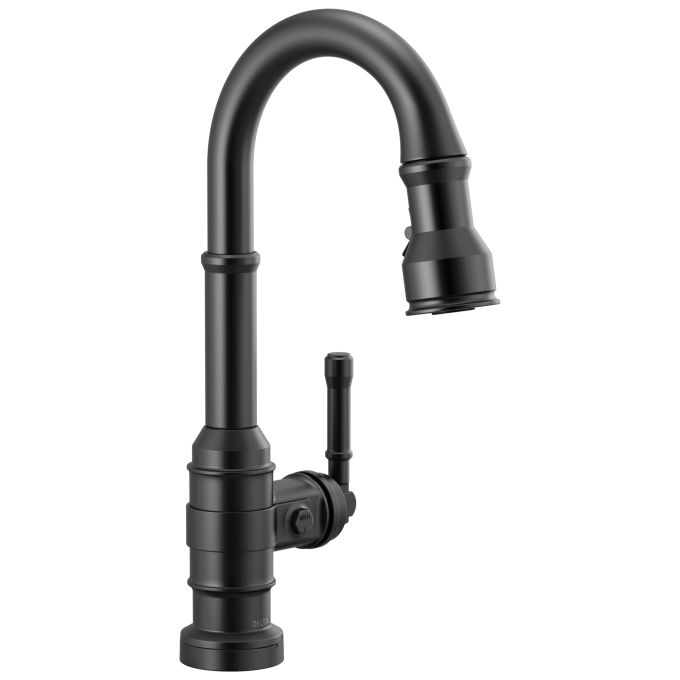 DELTA Broderick Single Handle Pull-Down Bar / Prep Faucet With Touch2O Technology — Matte Black