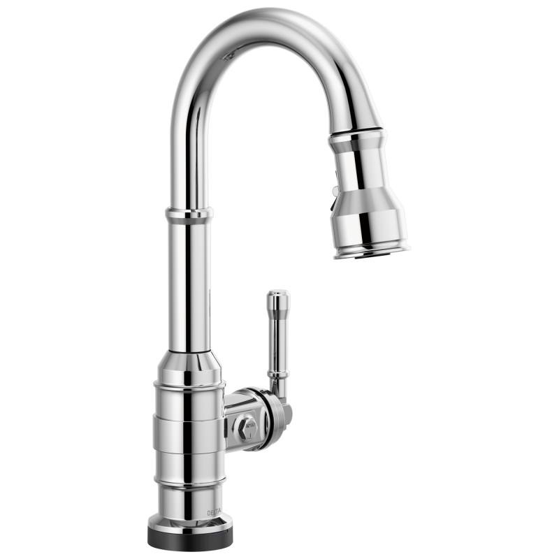 DELTA Broderick Single Handle Pull-Down Bar/Prep Faucet with Touch2O Technology — Chrome