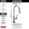 DELTA Broderick Single Handle Pull-Down Bar/Prep Faucet with Touch2O Technology — Chrome