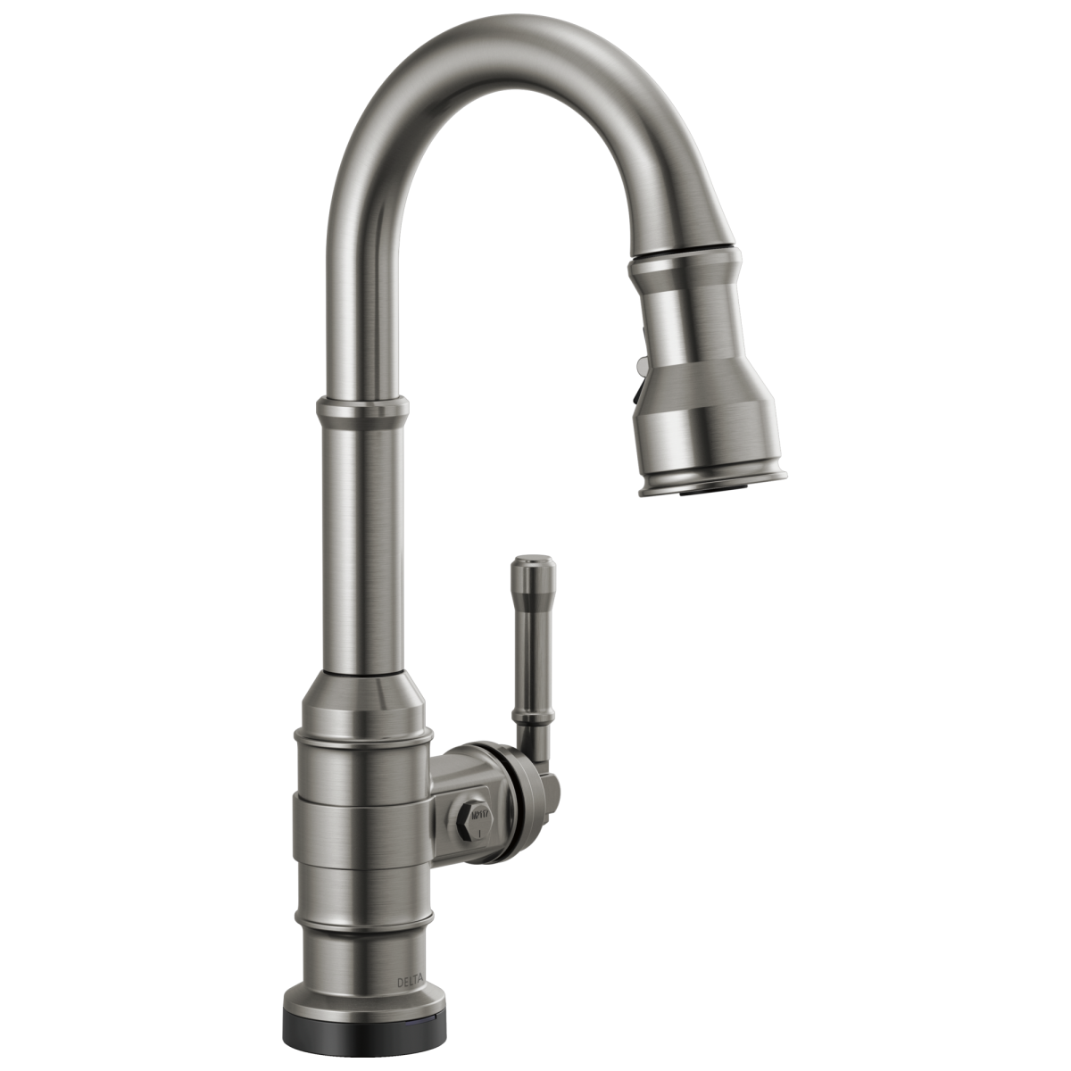 DELTA Broderick Single Handle Pull-Down Bar/Prep Faucet with Touch2O Technology — Black Stainless