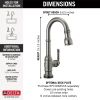 DELTA Broderick Single Handle Pull-Down Bar/Prep Faucet with Touch2O Technology — Black Stainless