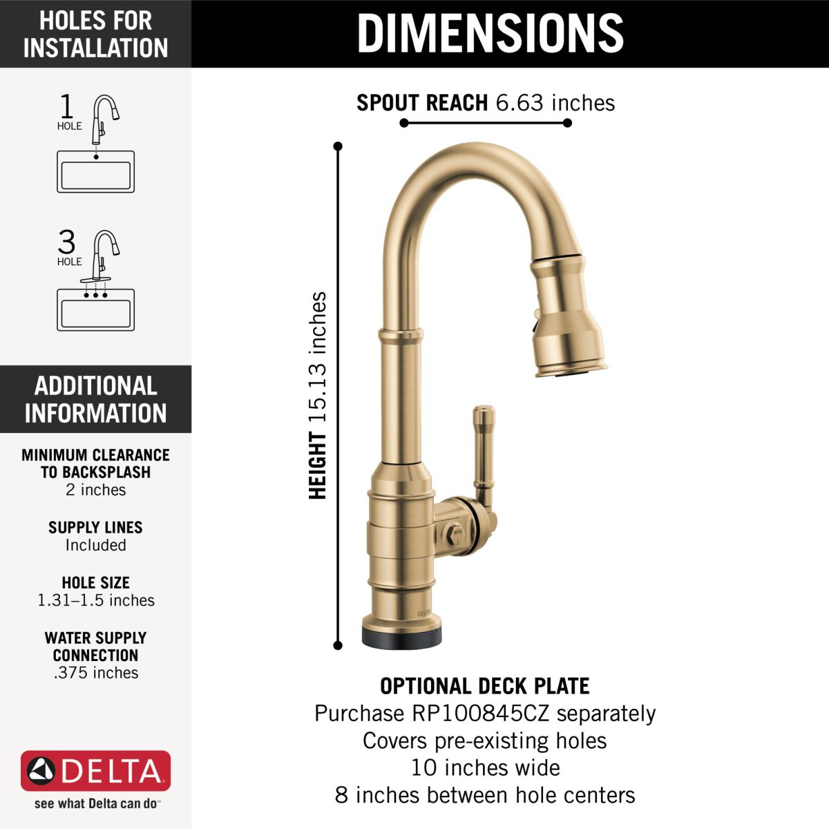 DELTA Broderick Touch2O Bar / Prep Faucet with Touchless Technology — Champagne Bronze