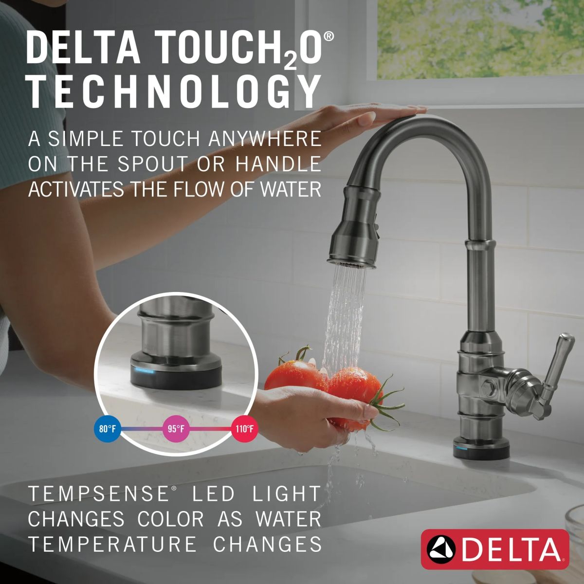 DELTA Broderick Touch2O Bar / Prep Faucet with Touchless Technology — Black Stainless