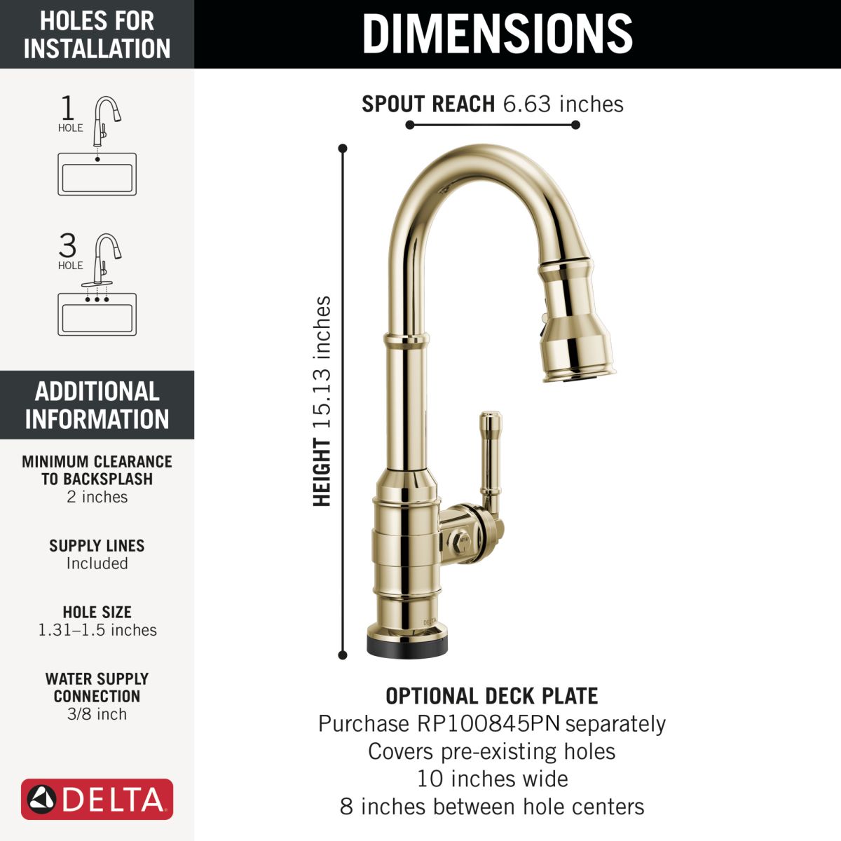 DELTA Broderick Touch2O Bar / Prep Faucet with Touchless Technology — Polished Nickel