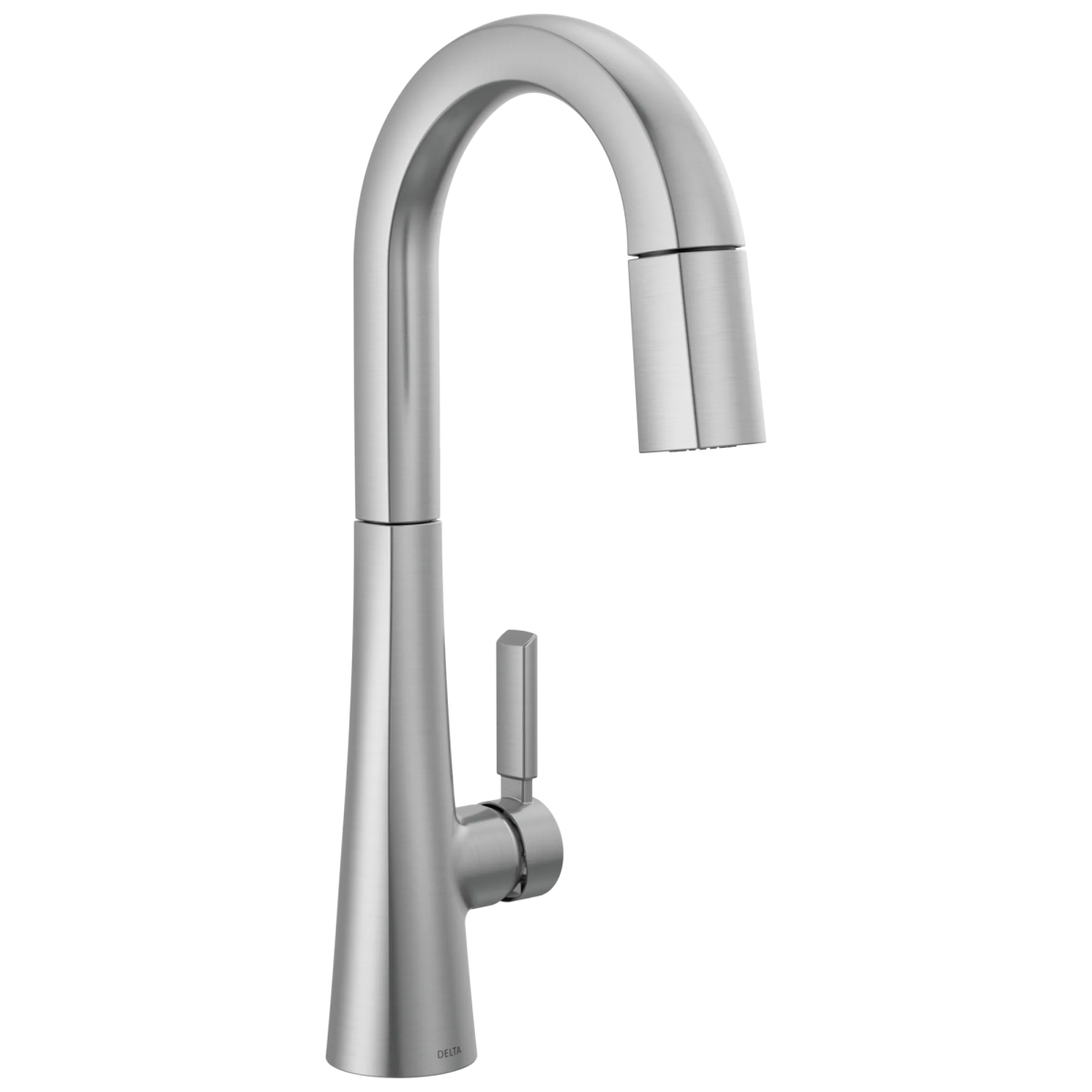 DELTA Monrovia Single Handle Pull-Down Bar/Prep Faucet — Lumicoat® Arctic Stainless