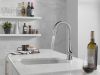 DELTA Monrovia Single Handle Pull-Down Bar/Prep Faucet — Lumicoat® Arctic Stainless