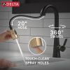 DELTA Monrovia Single Handle Pull-Down Bar / Prep Faucet — Matte Black / Champagne Bronze