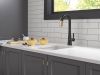 DELTA Monrovia Single Handle Pull-Down Bar / Prep Faucet — Matte Black / Champagne Bronze