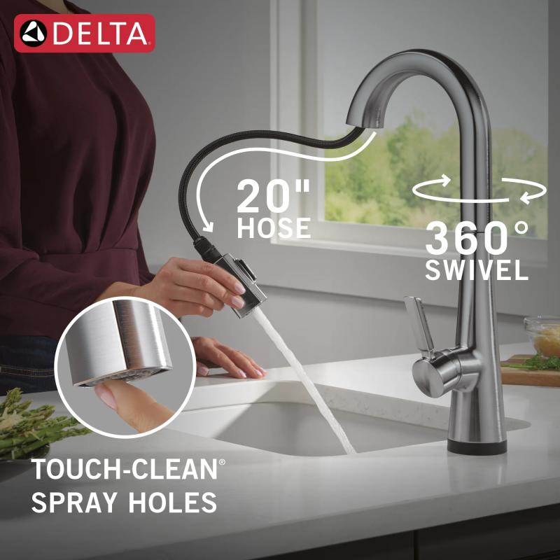 DELTA Monrovia Touch2O Bar / Prep Faucet with Touchless Technology — Lumicoat® Arctic Stainless