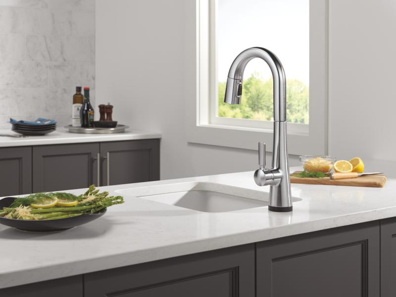 DELTA Monrovia Touch2O Bar / Prep Faucet with Touchless Technology — Lumicoat® Arctic Stainless