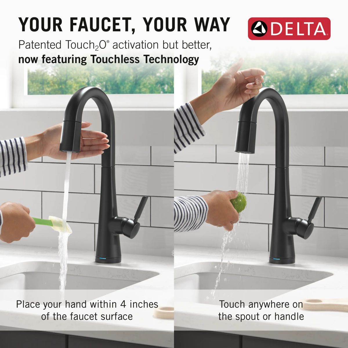 DELTA Monrovia Touch2O Bar / Prep Faucet with Touchless Technology — Matte Black