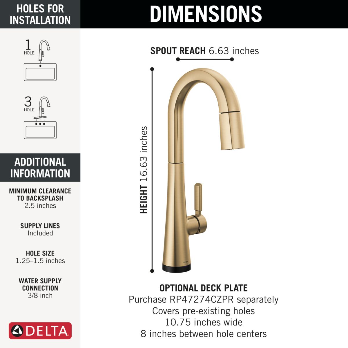 DELTA Monrovia Touch2O Bar / Prep Faucet with Touchless Technology — Lumicoat® Champagne Bronze