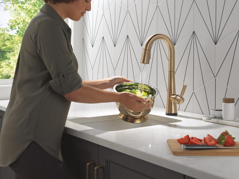 DELTA Monrovia Touch2O Bar / Prep Faucet with Touchless Technology — Lumicoat® Champagne Bronze