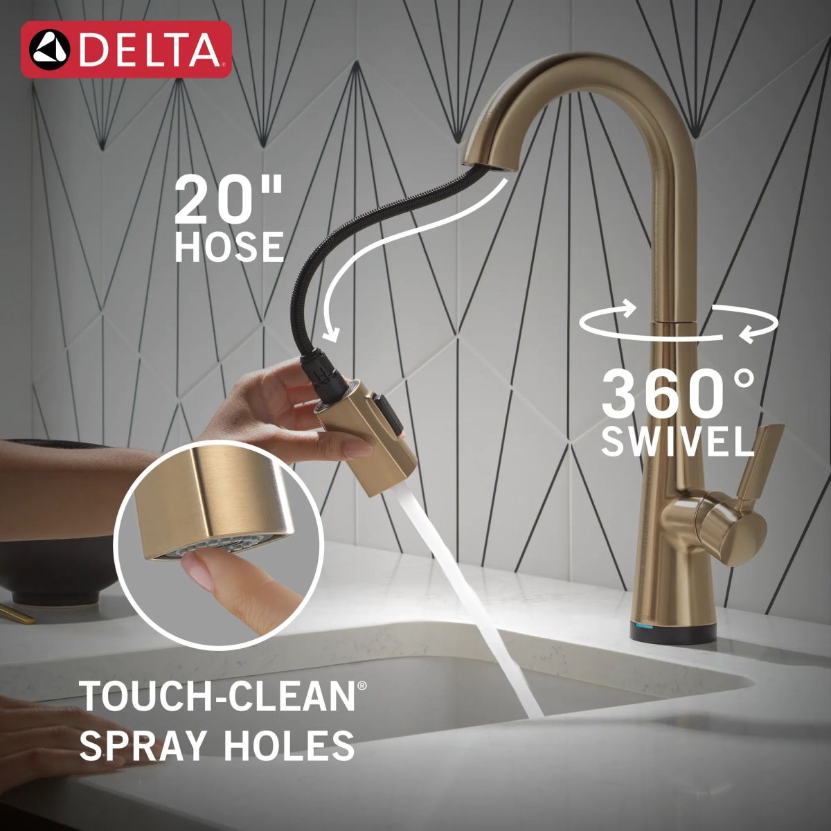 DELTA Monrovia Touch2O Bar / Prep Faucet with Touchless Technology — Lumicoat® Champagne Bronze