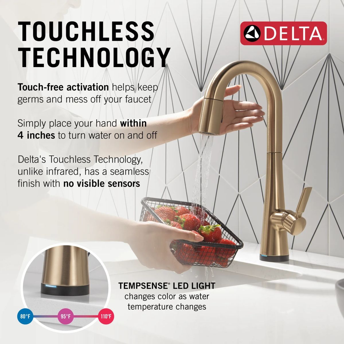 DELTA Monrovia Touch2O Bar / Prep Faucet with Touchless Technology — Lumicoat® Champagne Bronze