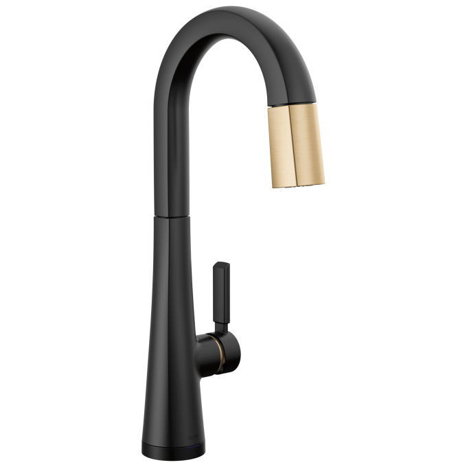 DELTA Monrovia Touch2O Bar / Prep Faucet with Touchless Technology — Matte Black / Champagne Bronze