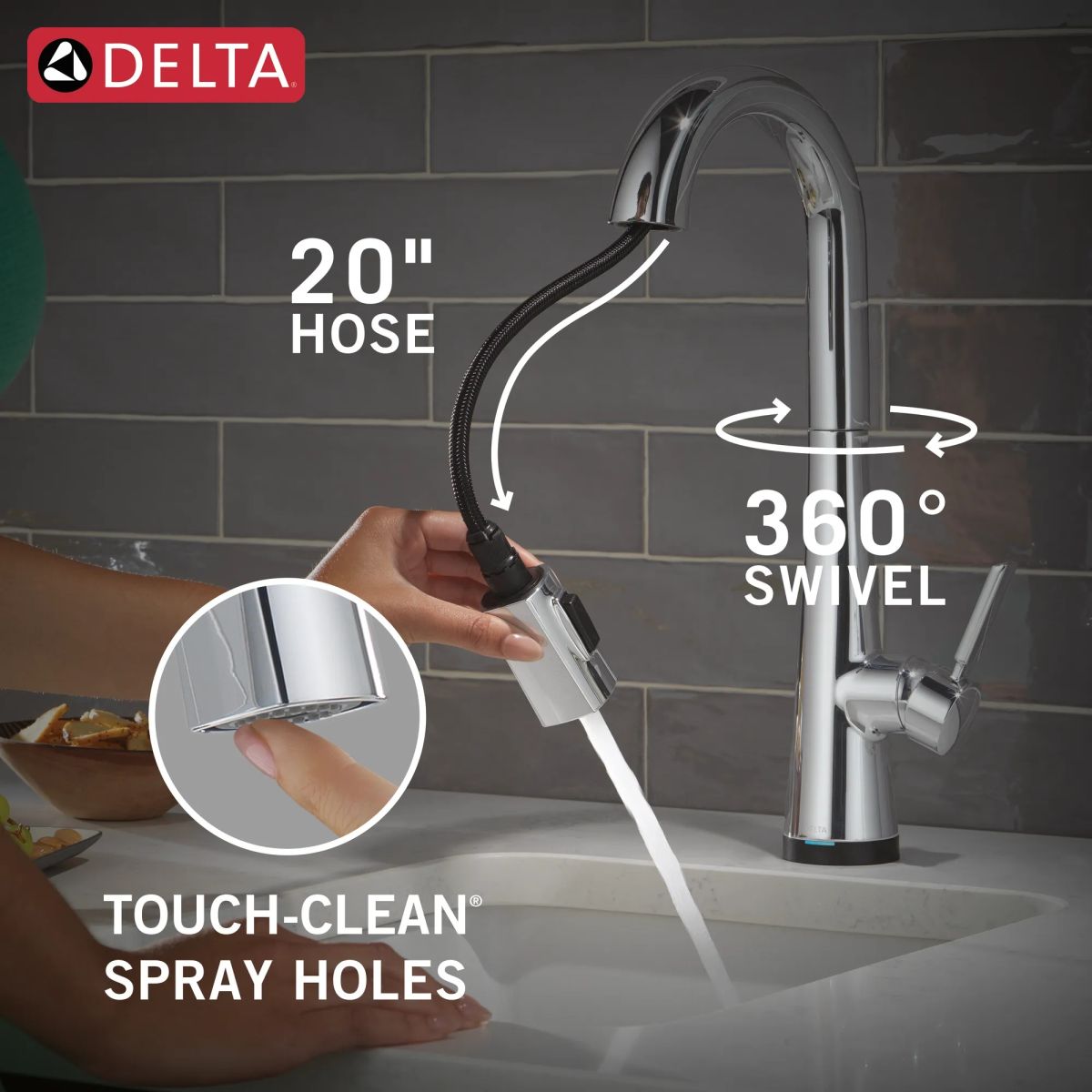 DELTA Monrovia Touch2O Bar / Prep Faucet with Touchless Technology — Lumicoat® Chrome